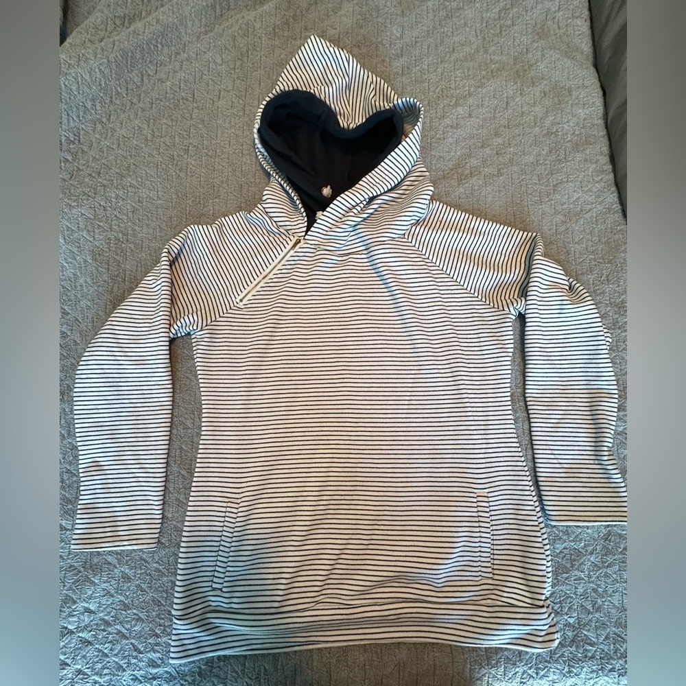 Women’s Navy and White Hooded Sweatshirt